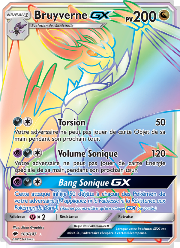 Bruyverne GX 160 — Burning Shadows (French Pokémon TCG card)