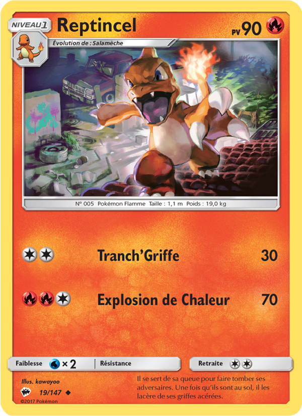 Reptincel 19 — Burning Shadows (French Pokémon TCG card)