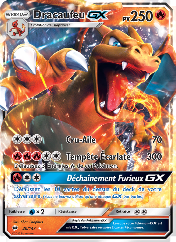 Dracaufeu GX 20 — Burning Shadows (French Pokémon TCG card)