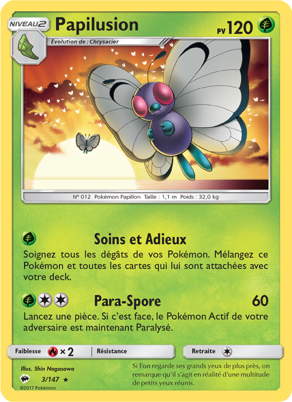 Papilusion 3 — Burning Shadows (French Pokémon TCG card)