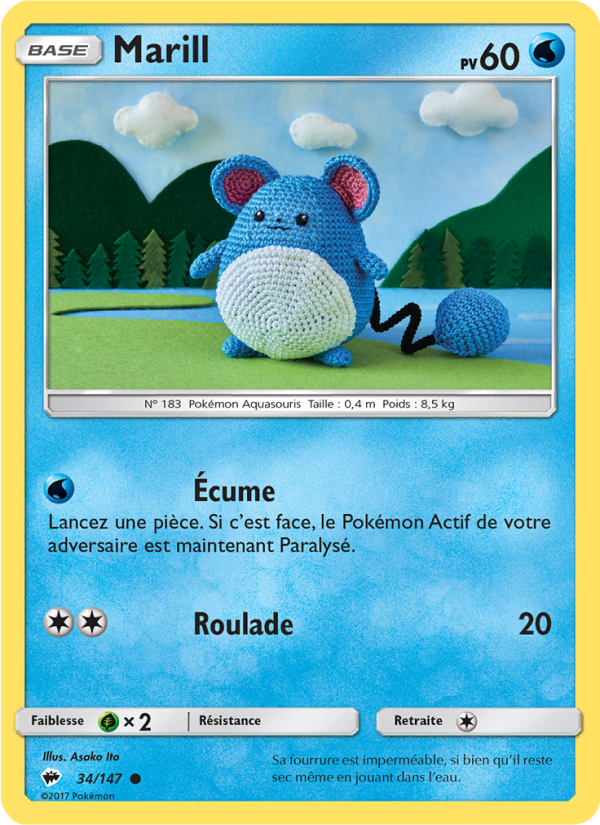 Marill 34 — Burning Shadows (French Pokémon TCG card)