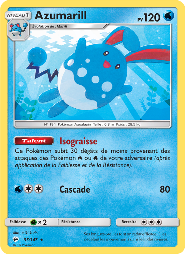 Azumarill 35 — Burning Shadows (French Pokémon TCG card)