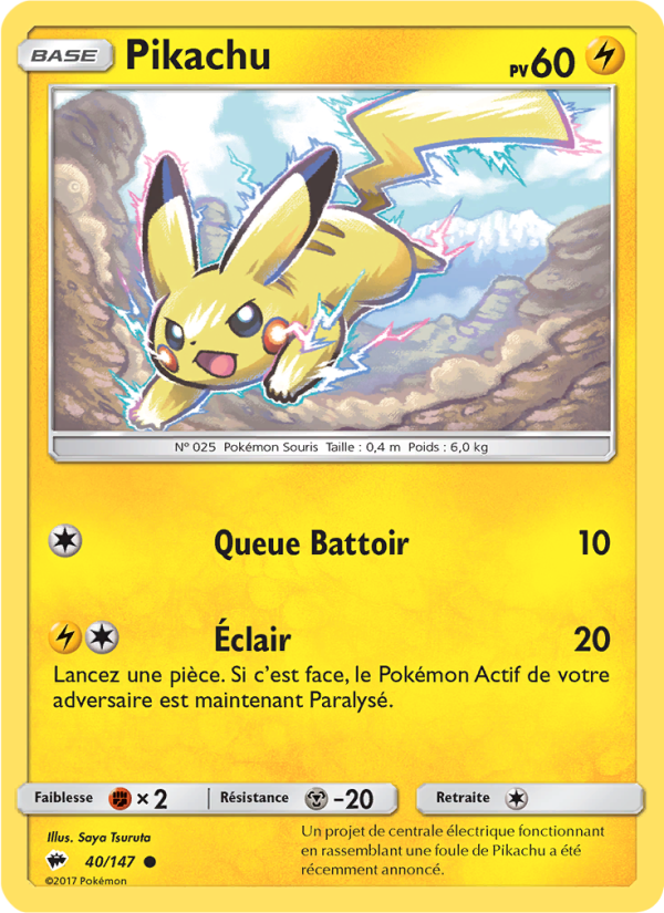 Pikachu 40 — Burning Shadows (French Pokémon TCG card)