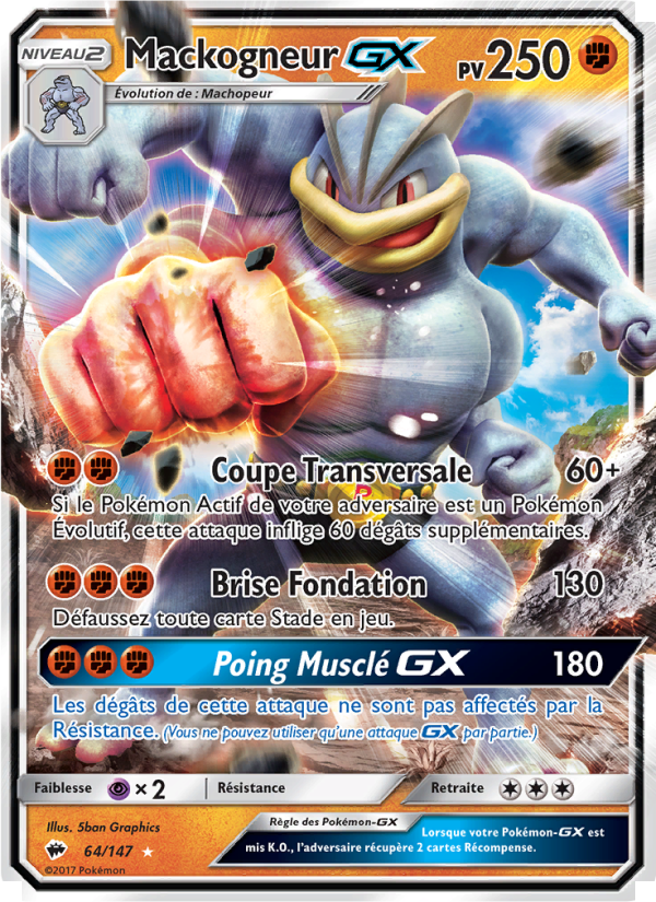 Mackogneur GX 64 — Burning Shadows (French Pokémon TCG card)