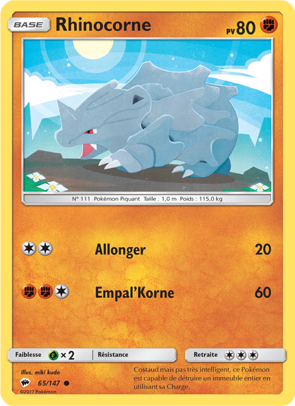 Rhinocorne 65 — Burning Shadows (French Pokémon TCG card)