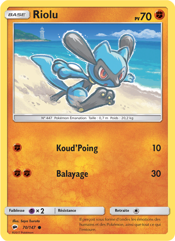 Riolu 70 — Burning Shadows (French Pokémon TCG card)