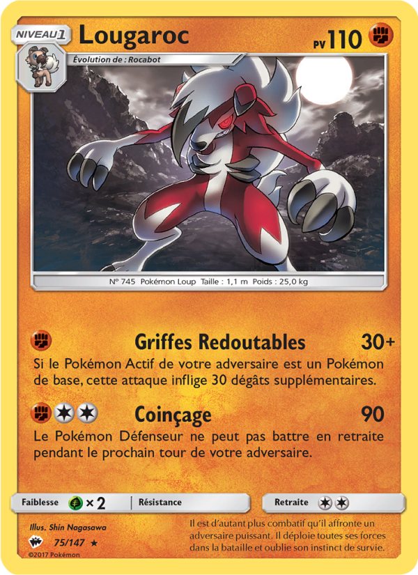 Lougaroc 75 — Burning Shadows (French Pokémon TCG card)