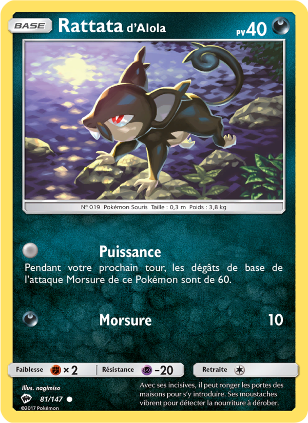 Rattata d’Alola 81 — Burning Shadows (French Pokémon TCG card)