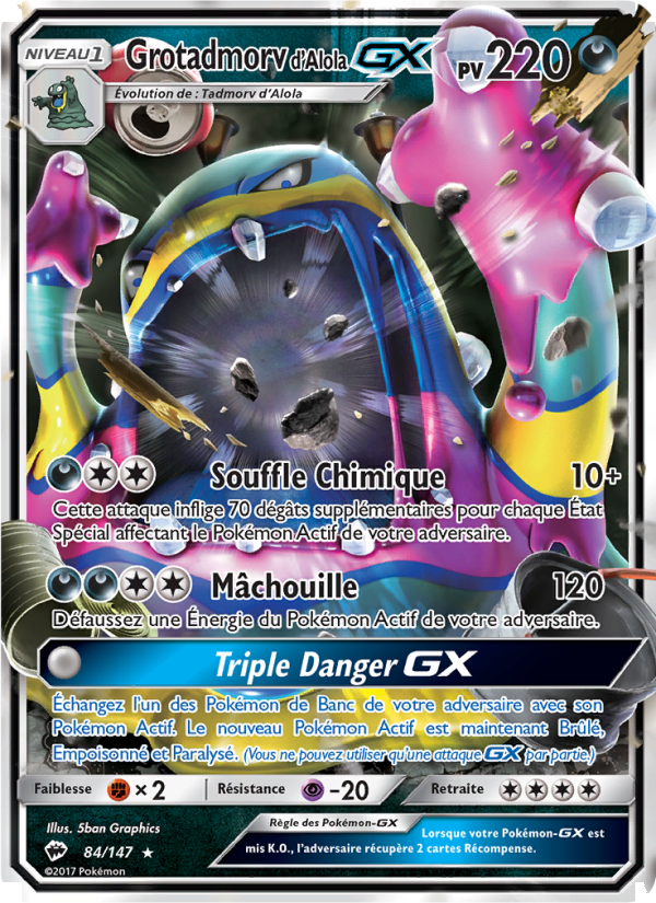 Grotadmorv d’Alola GX 84 — Burning Shadows (French Pokémon TCG card)