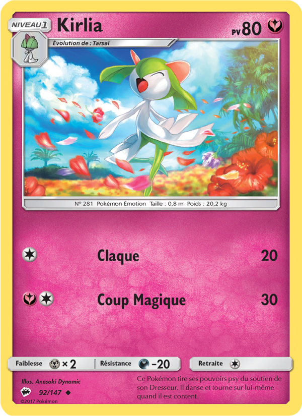 Kirlia 92 — Burning Shadows (French Pokémon TCG card)