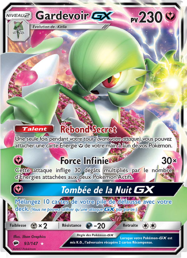 Gardevoir GX 93 — Burning Shadows (French Pokémon TCG card)