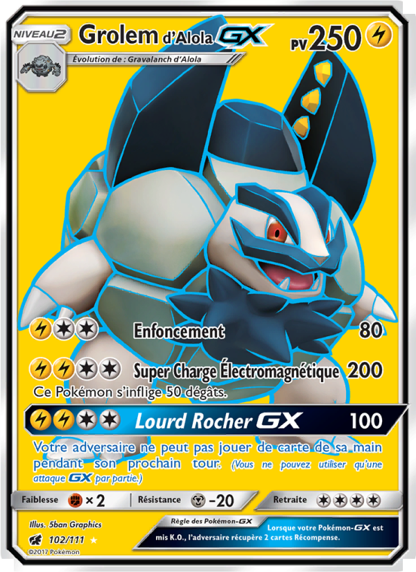 Grolem d’Alola GX 102 — Crimson Invasion (French Pokémon TCG card)