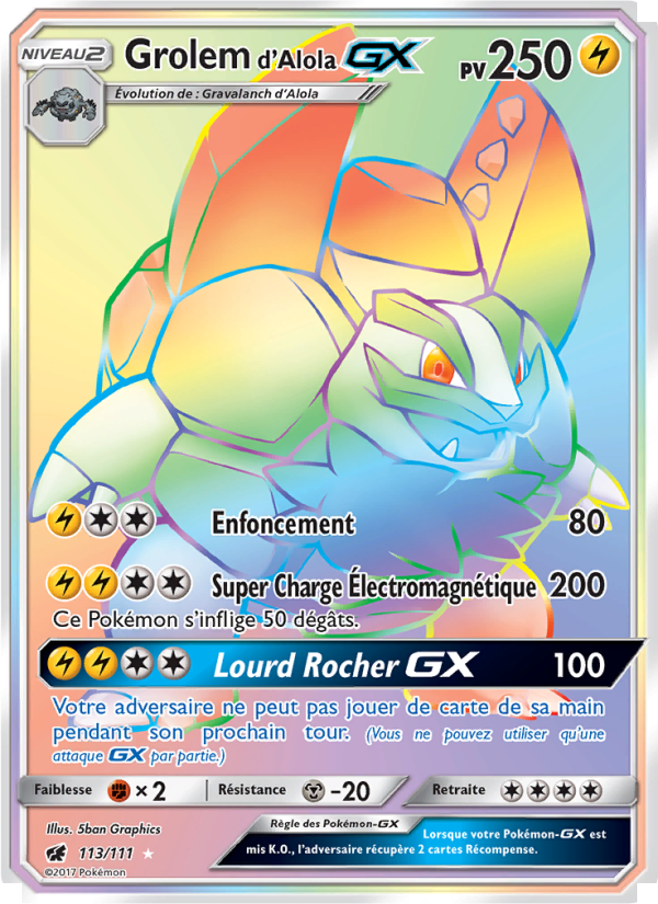 Grolem d’Alola GX 113 — Crimson Invasion (French Pokémon TCG card)