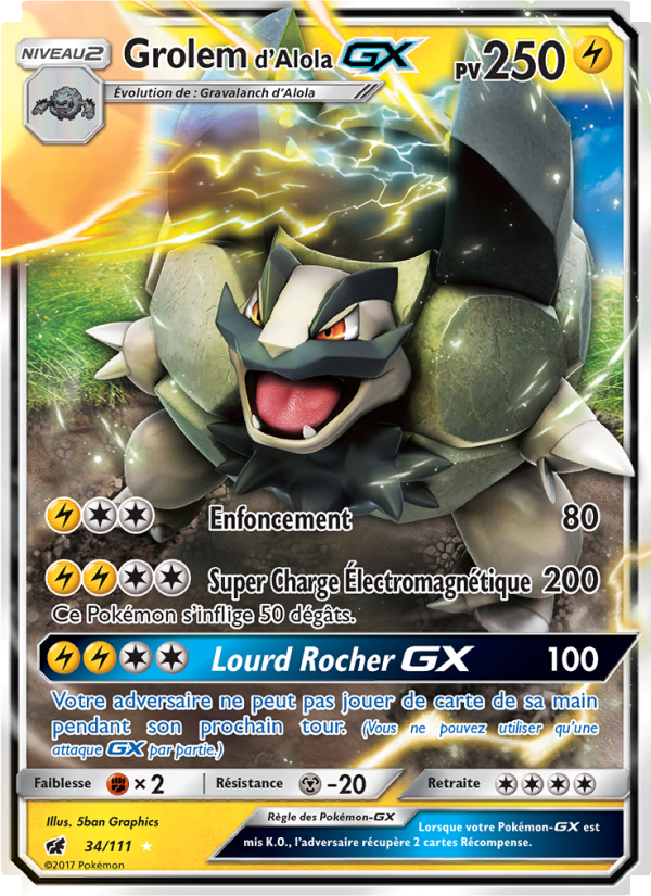 Grolem d’Alola GX 34 — Crimson Invasion (French Pokémon TCG card)