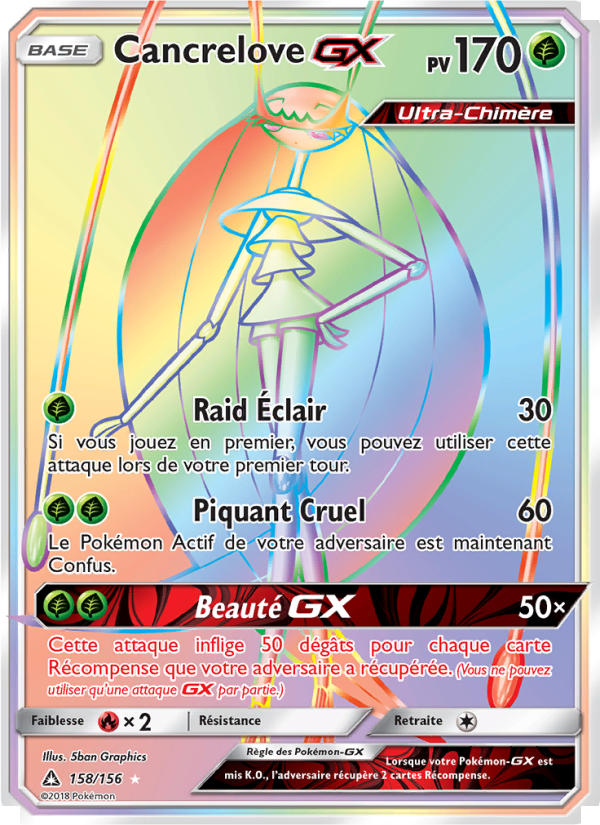 Cancrelove GX 158 — Ultra Prism (French Pokémon TCG card)