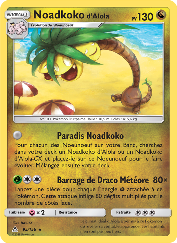 Noadkoko d’Alola 95 — Ultra Prism (French Pokémon TCG card)