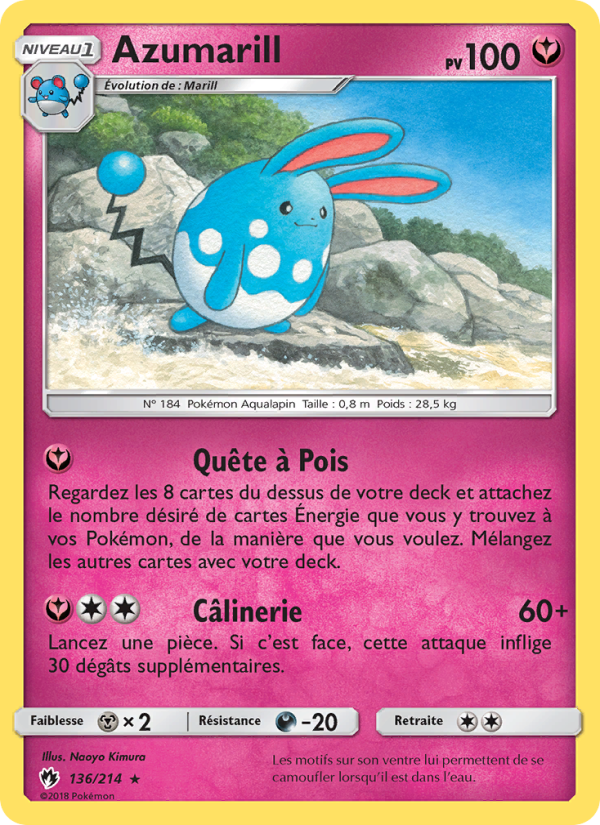 Azumarill 136 — Lost Thunder (French Pokémon TCG card)