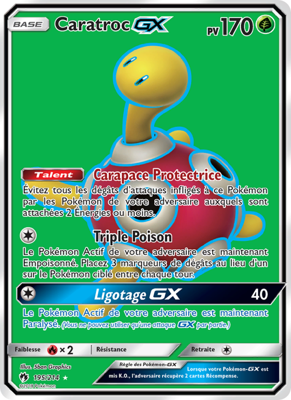 Caratroc GX 195 — Lost Thunder (French Pokémon TCG card)