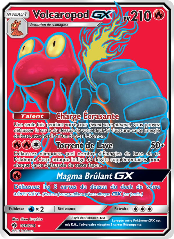 Volcaropod GX 198 — Lost Thunder (French Pokémon TCG card)