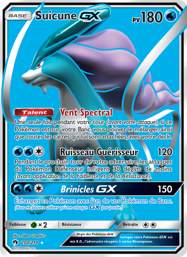 Suicune GX 200 — Lost Thunder (French Pokémon TCG card)