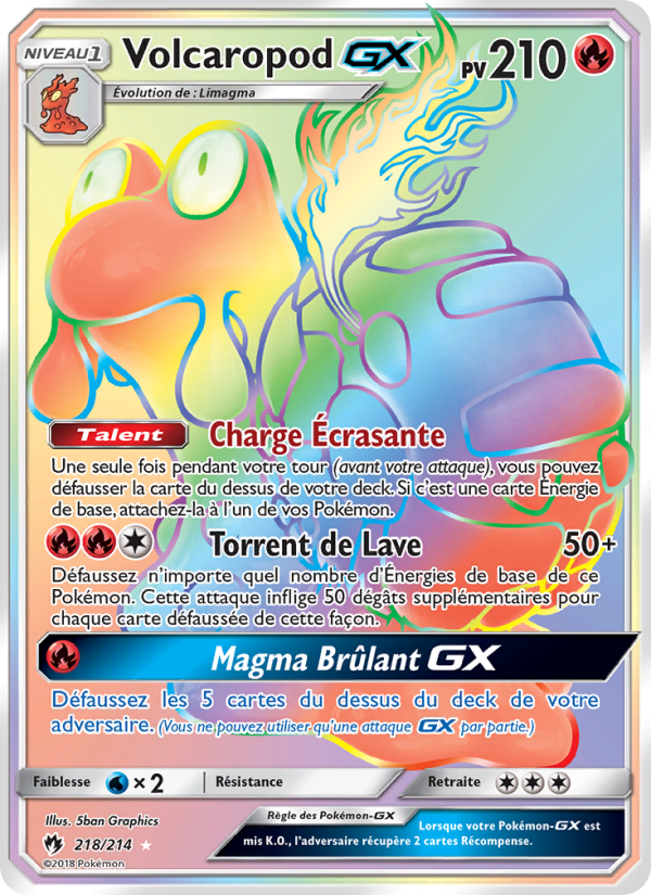 Volcaropod GX 218 — Lost Thunder (French Pokémon TCG card)