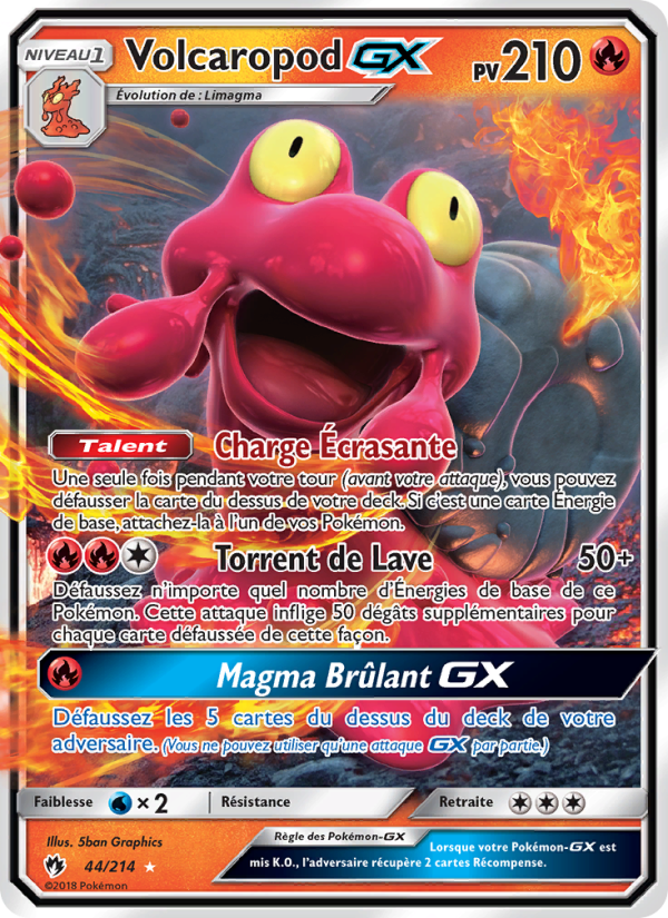Volcaropod GX 44 — Lost Thunder (French Pokémon TCG card)