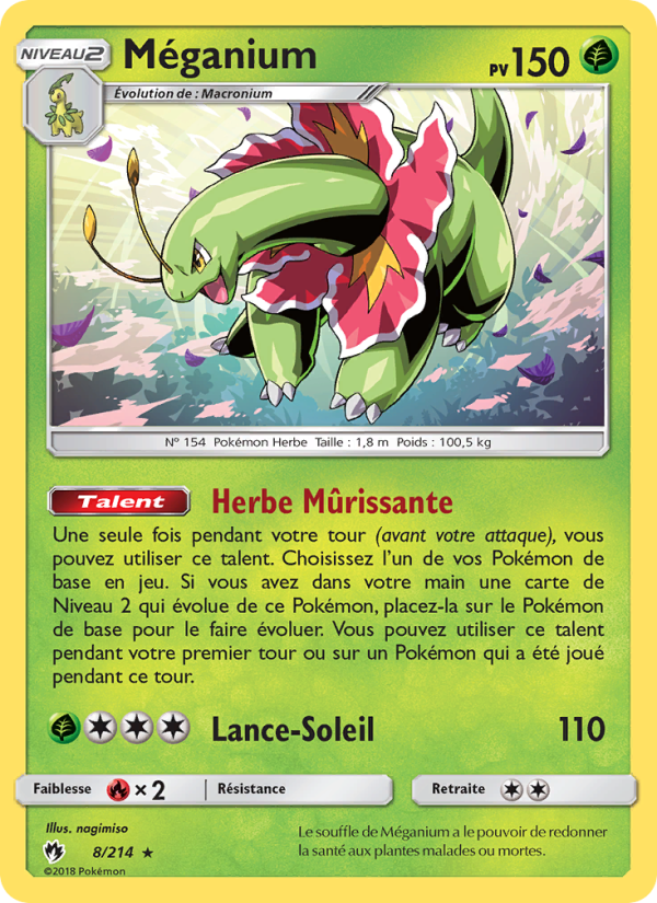 Méganium 8 — Lost Thunder (French Pokémon TCG card)