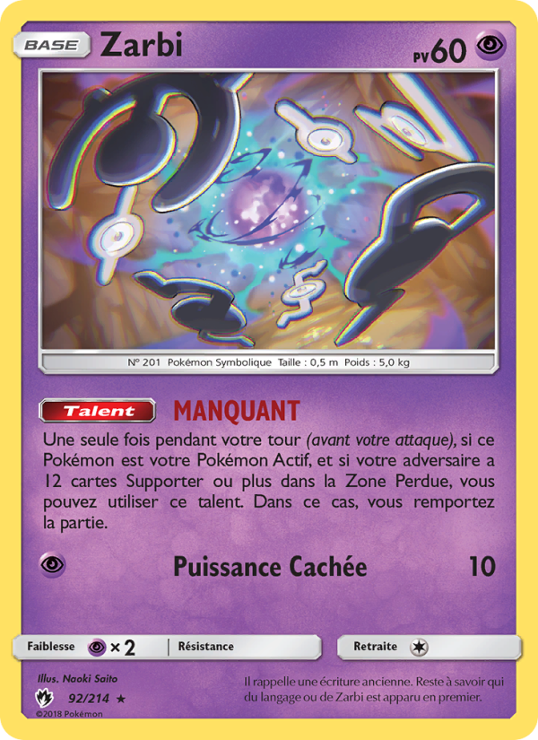 Zarbi 92 — Lost Thunder (French Pokémon TCG card)