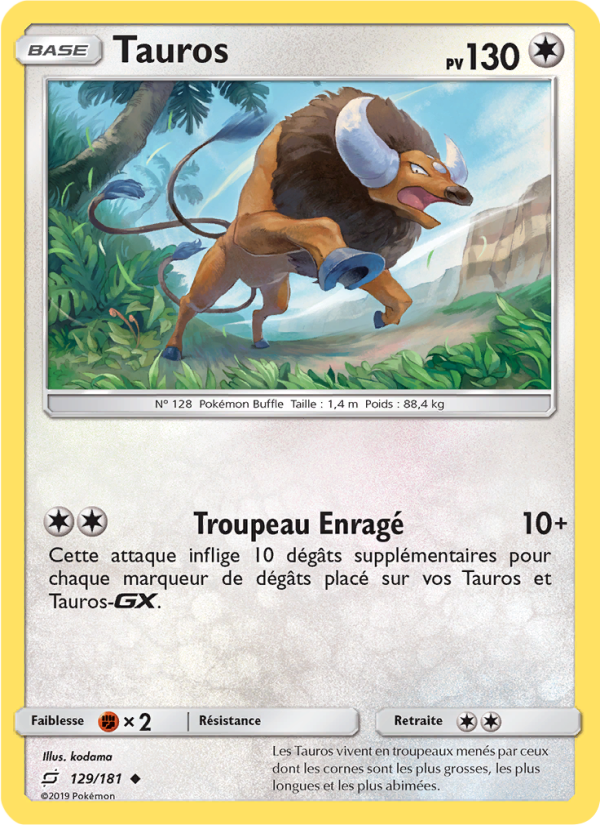 Tauros 129 — Team Up (French Pokémon TCG card)