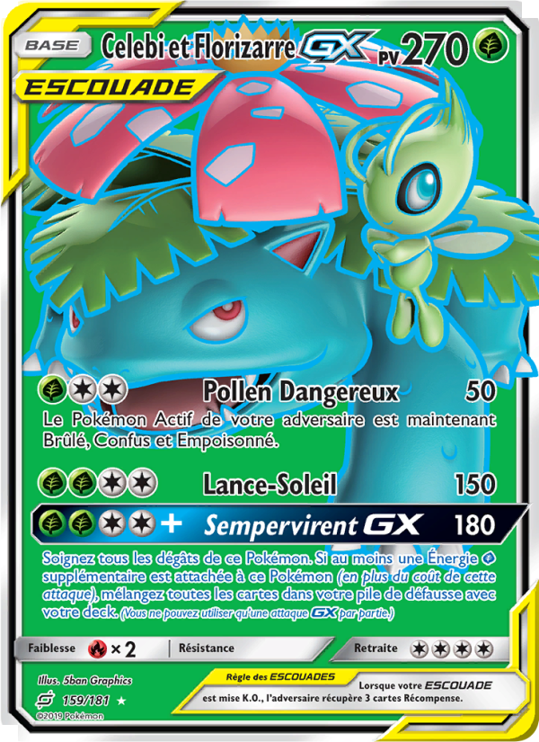 Celebi et Florizarre GX 159 — Team Up (French Pokémon TCG card)