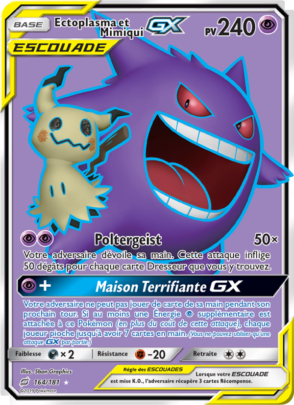Ectoplasma et Mimiqui GX 164 — Team Up (French Pokémon TCG card)