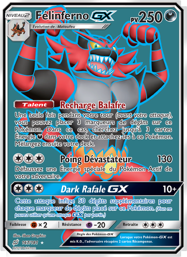 Félinferno GX 167 — Team Up (French Pokémon TCG card)