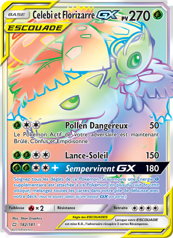Celebi et Florizarre GX 182 — Team Up (French Pokémon TCG card)