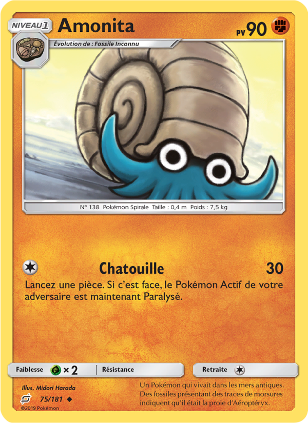 Amonita 75 — Team Up (French Pokémon TCG card)