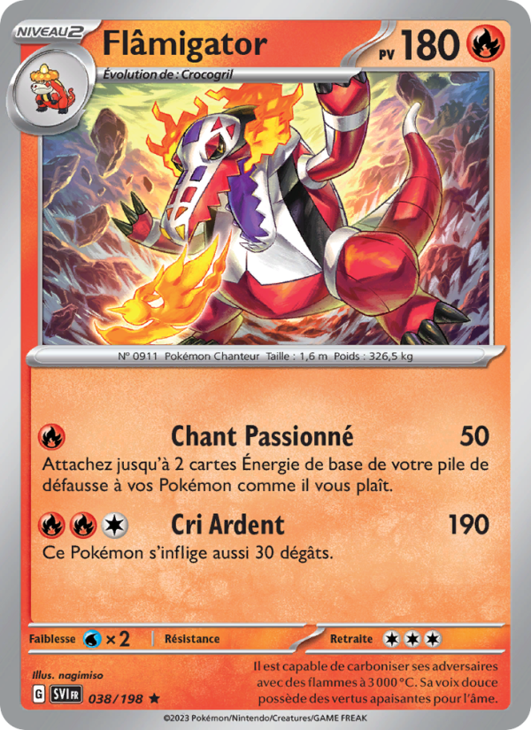 Flâmigator 038 — Scarlet & Violet (French Pokémon TCG card)