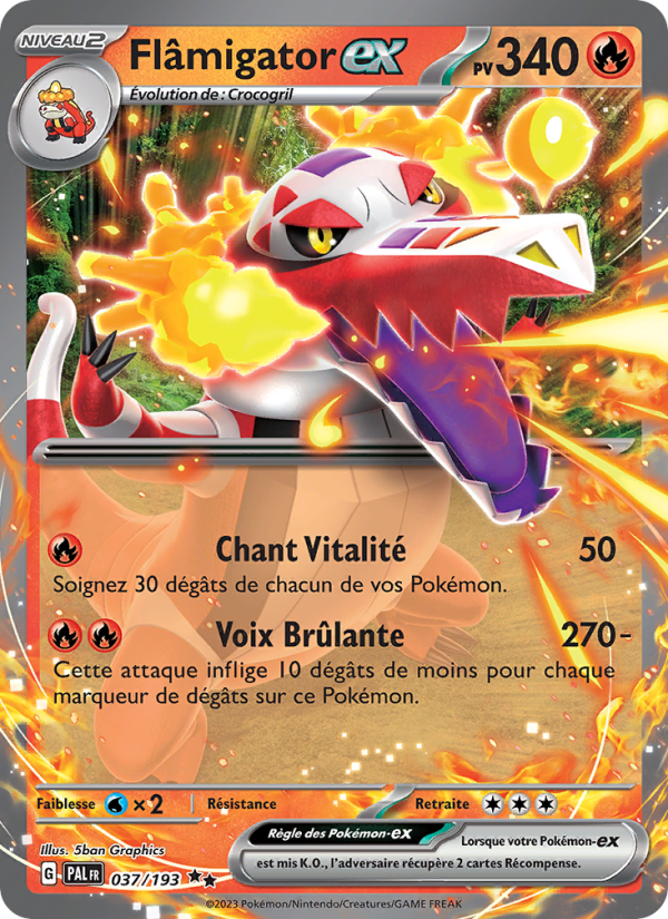Flâmigator-ex 037 — Paldea Evolved (French Pokémon TCG card)