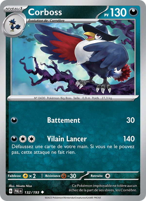 Corboss 132 — Paldea Evolved (French Pokémon TCG card)
