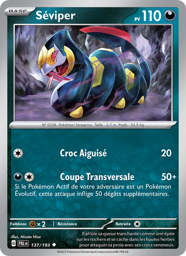 Séviper 137 — Paldea Evolved (French Pokémon TCG card)