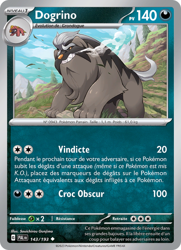 Dogrino 143 — Paldea Evolved (French Pokémon TCG card)