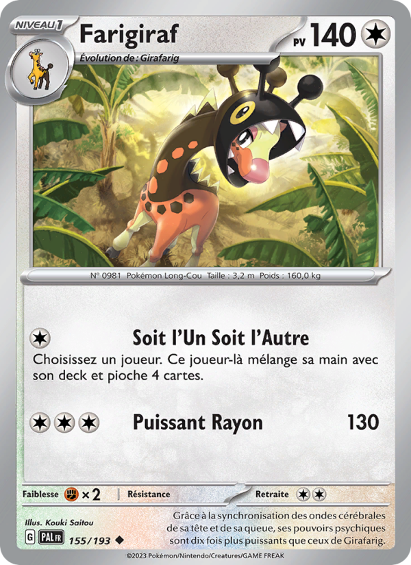 Farigiraf 155 — Paldea Evolved (French Pokémon TCG card)