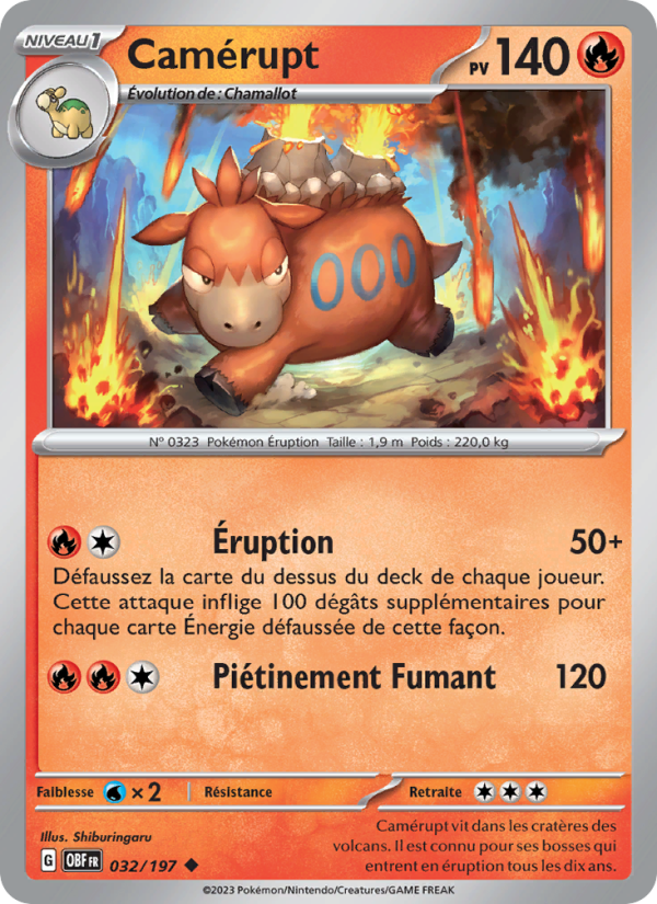 Camérupt 032 — Obsidian Flames (French Pokémon TCG card)