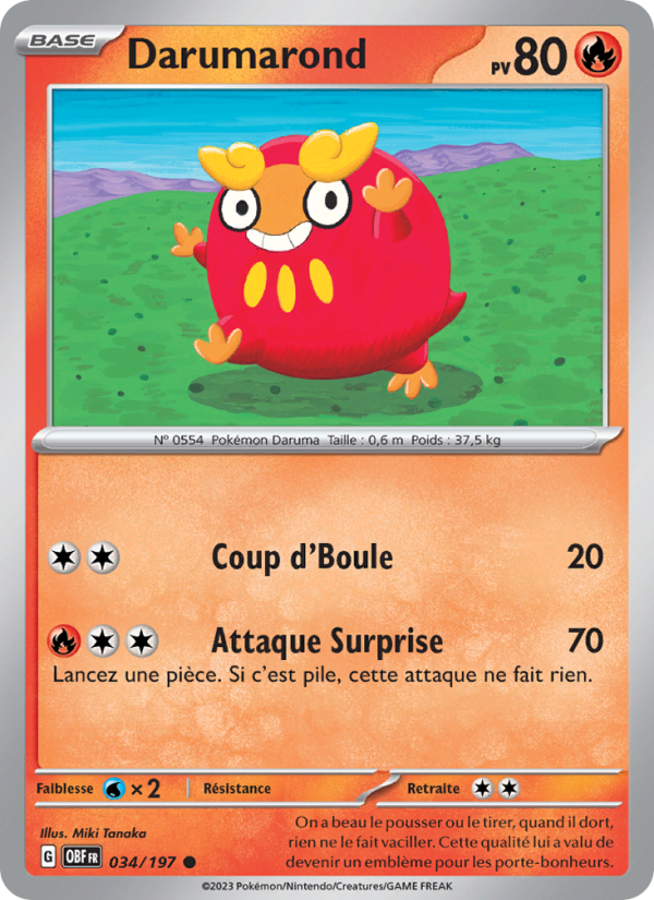 Darumarond 034 — Obsidian Flames (French Pokémon TCG card)