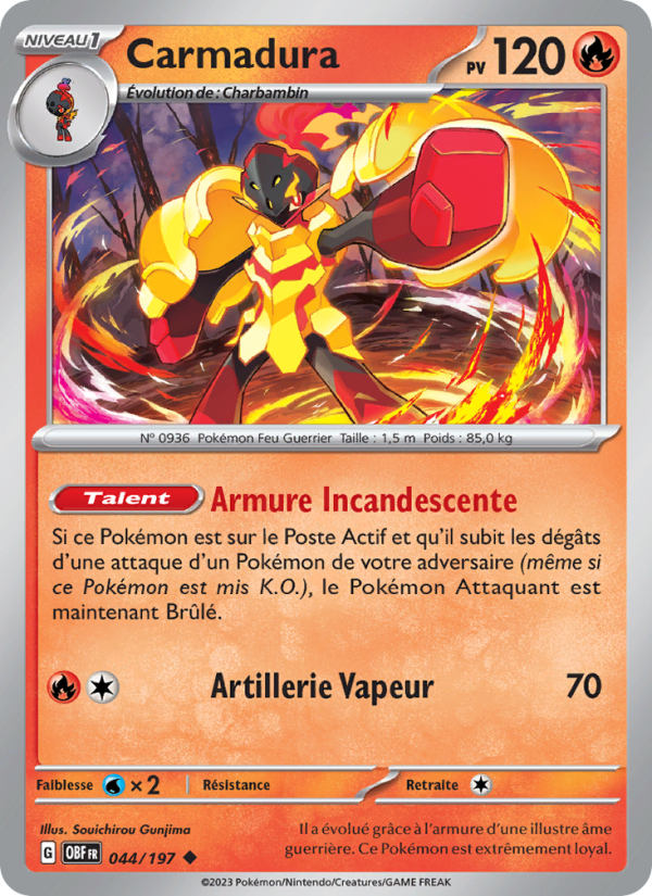 Carmadura 044 — Obsidian Flames (French Pokémon TCG card)