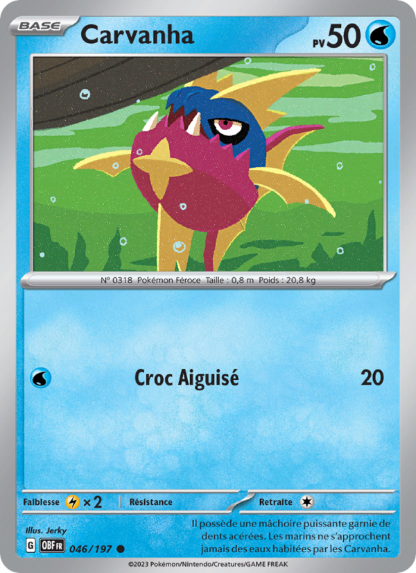 Carvanha 046 — Obsidian Flames (French Pokémon TCG card)