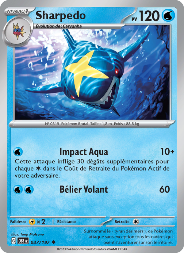 Sharpedo 047 — Obsidian Flames (French Pokémon TCG card)
