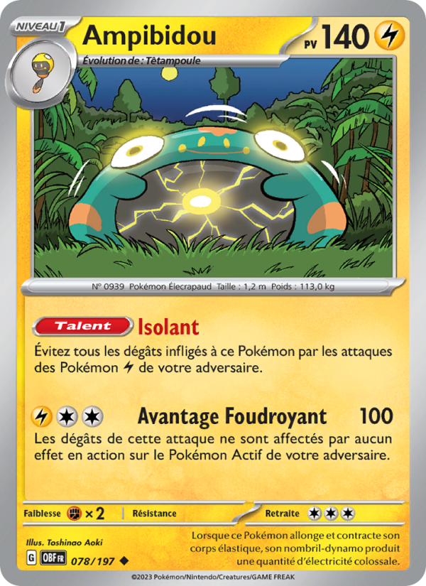 Ampibidou 078 — Obsidian Flames (French Pokémon TCG card)