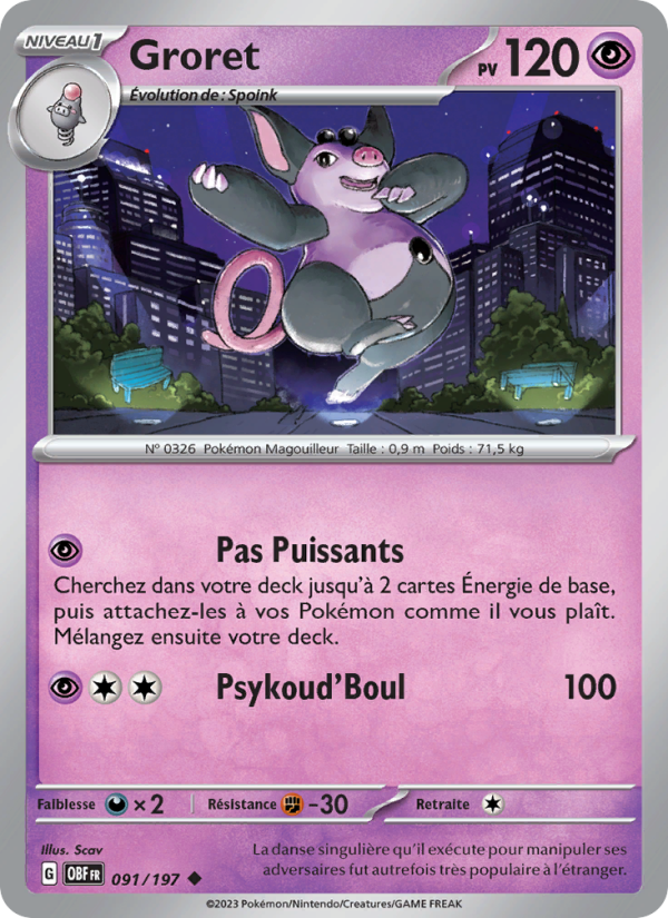 Groret 091 — Obsidian Flames (French Pokémon TCG card)