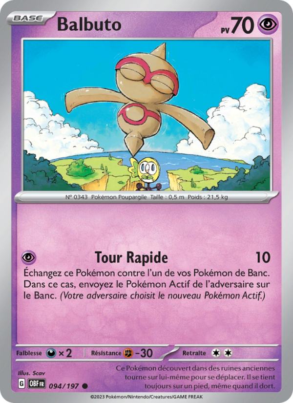 Balbuto 094 — Obsidian Flames (French Pokémon TCG card)