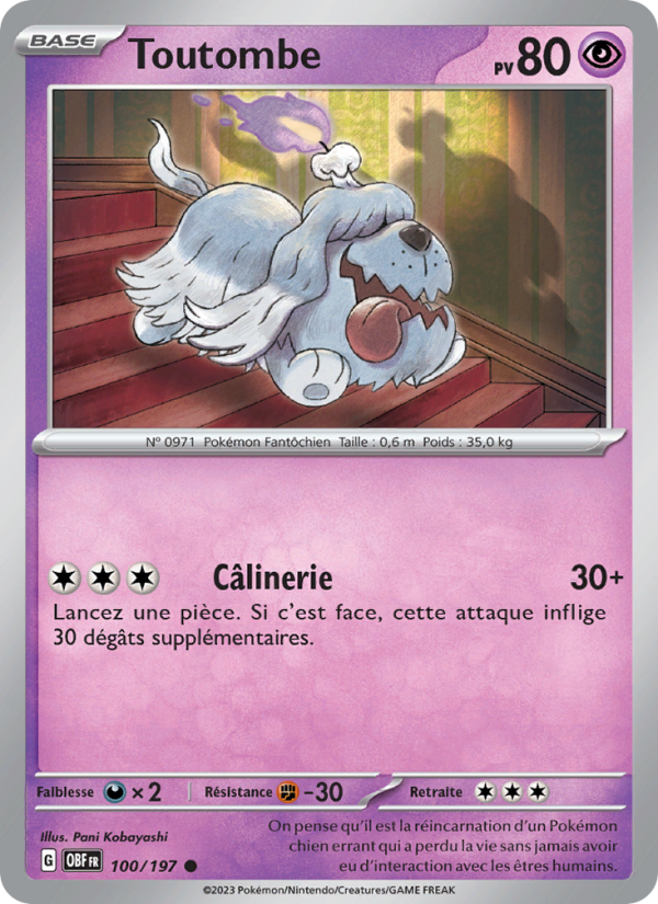 Toutombe 100 — Obsidian Flames (French Pokémon TCG card)
