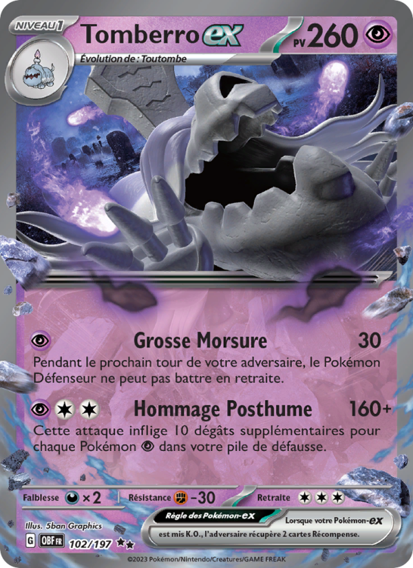 Tomberro-ex 102 — Obsidian Flames (French Pokémon TCG card)